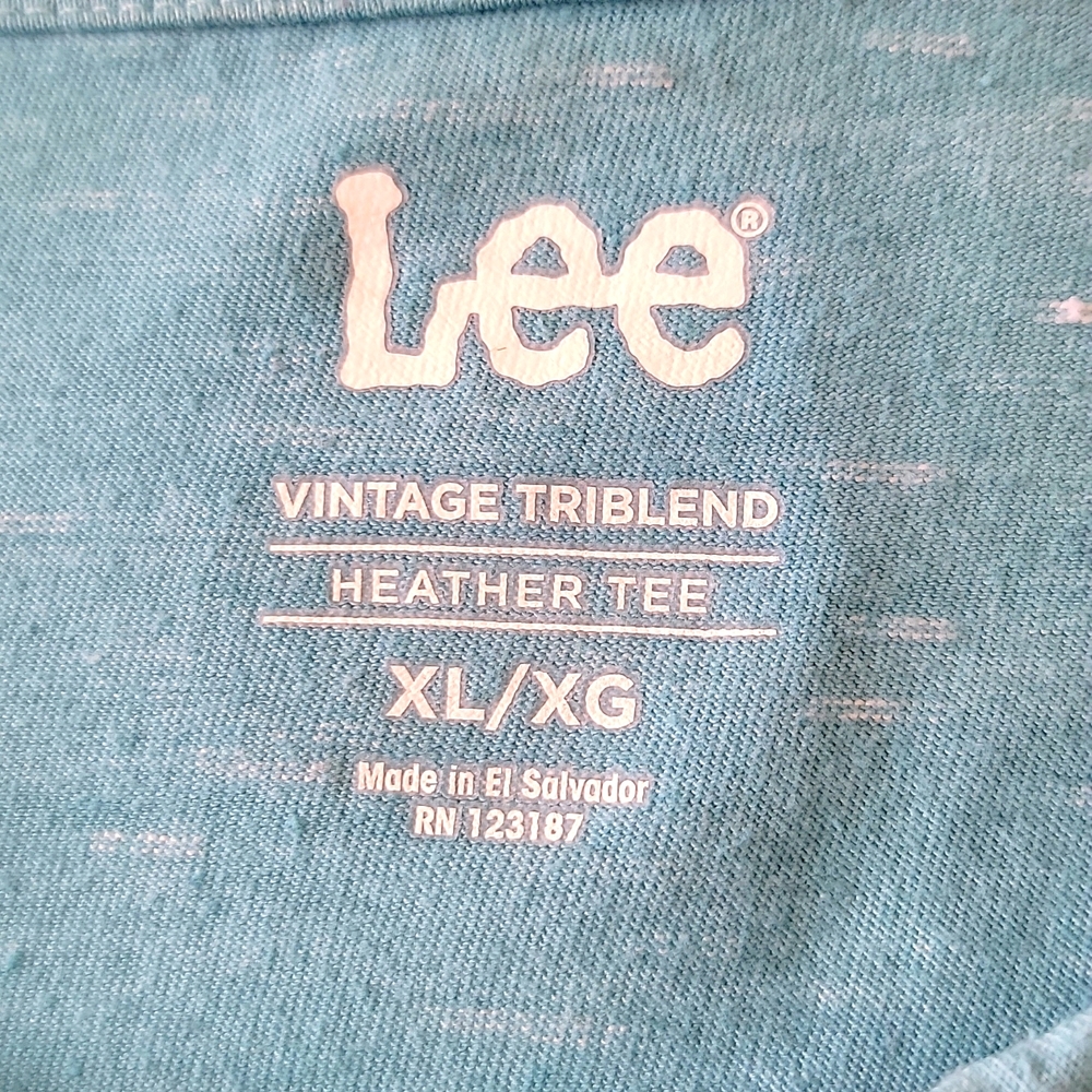 Lee Men’s Vintage Triblend Short Sleeve Crew Neck Tee Heathered Blue Size XL - Picture 4 of 10